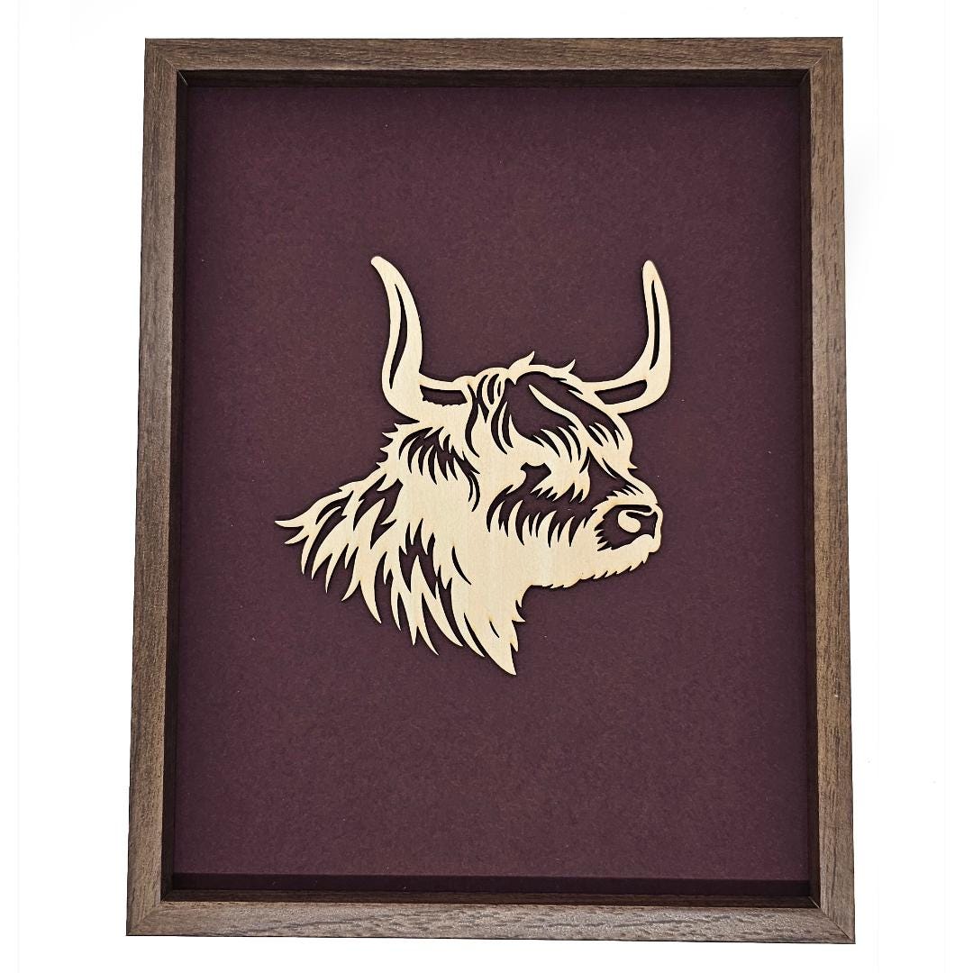 Laser Cut Highland Cow In Frame