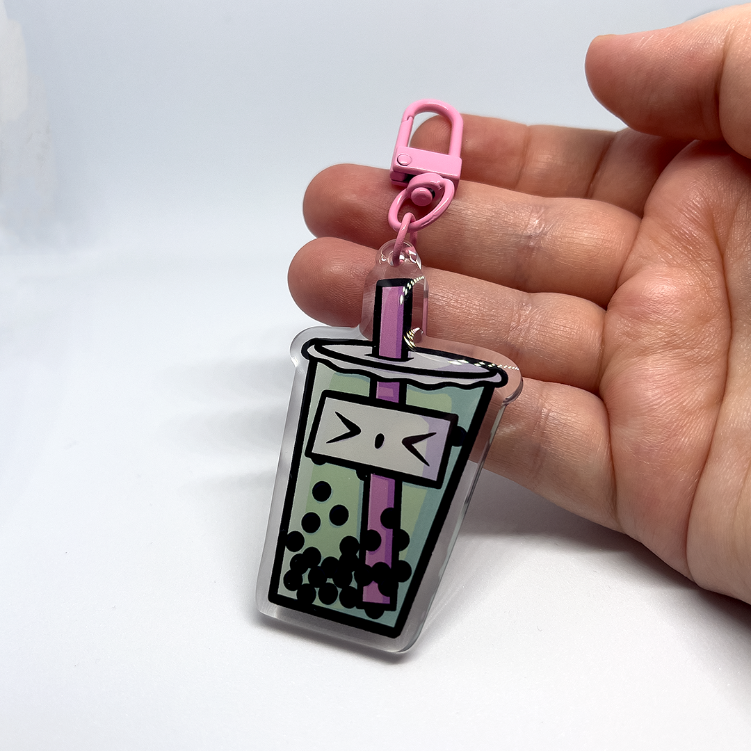 Clear Acrylic Key Chain 'Boba Tea'