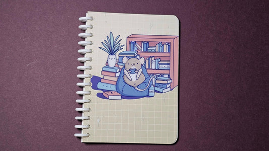 A6 Refillable Blank Notebook/Sketchbook, Cosy Rat Design