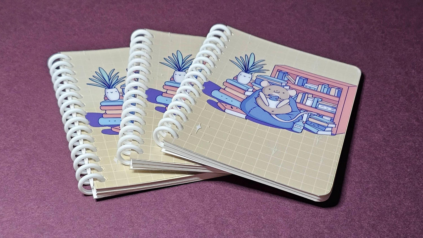 A6 Refillable Blank Notebook/Sketchbook, Cosy Rat Design