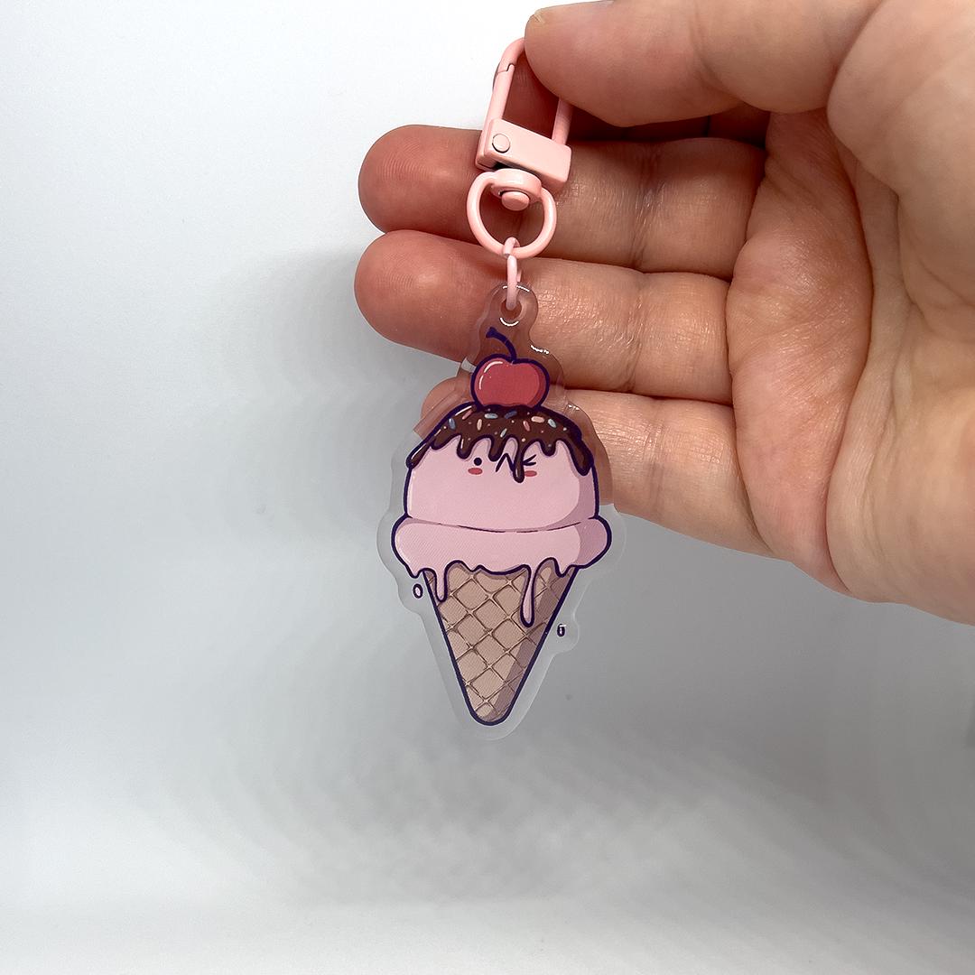 Clear Acrylic Key Chain 'Ice Cream'