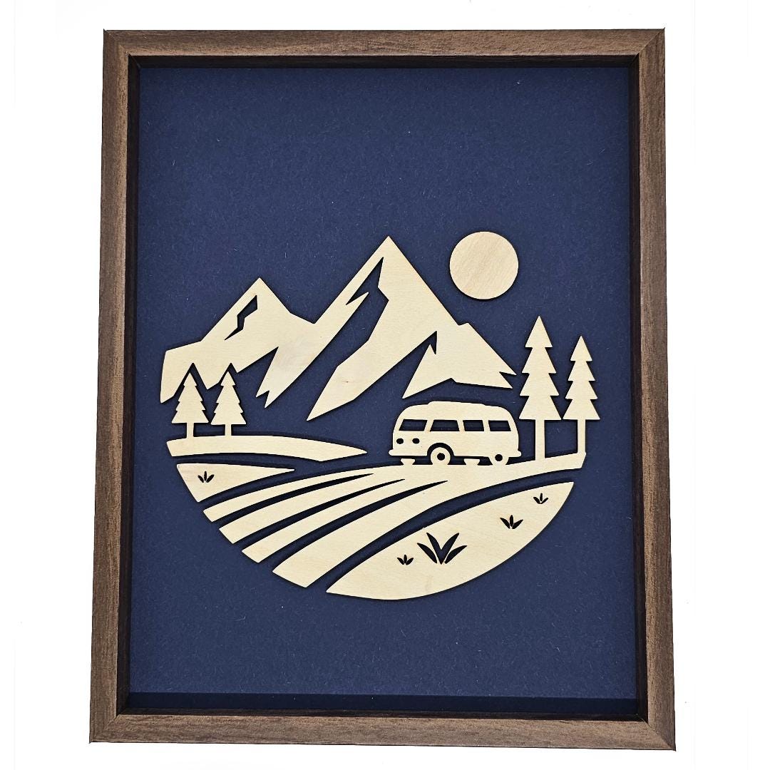 Laser Cut Camper Landscape In Frame