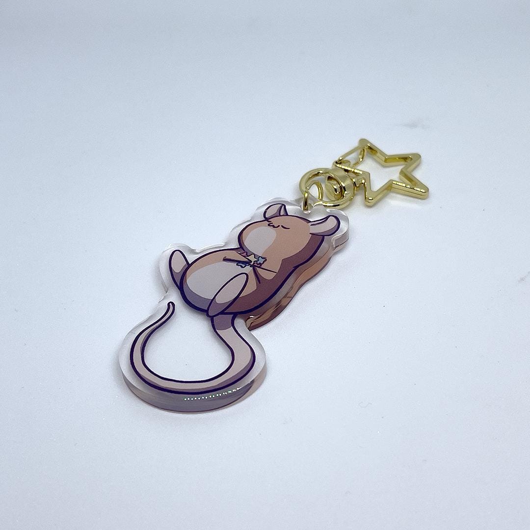 Clear Acrylic Key Chain 'Star Hoarder Rat'