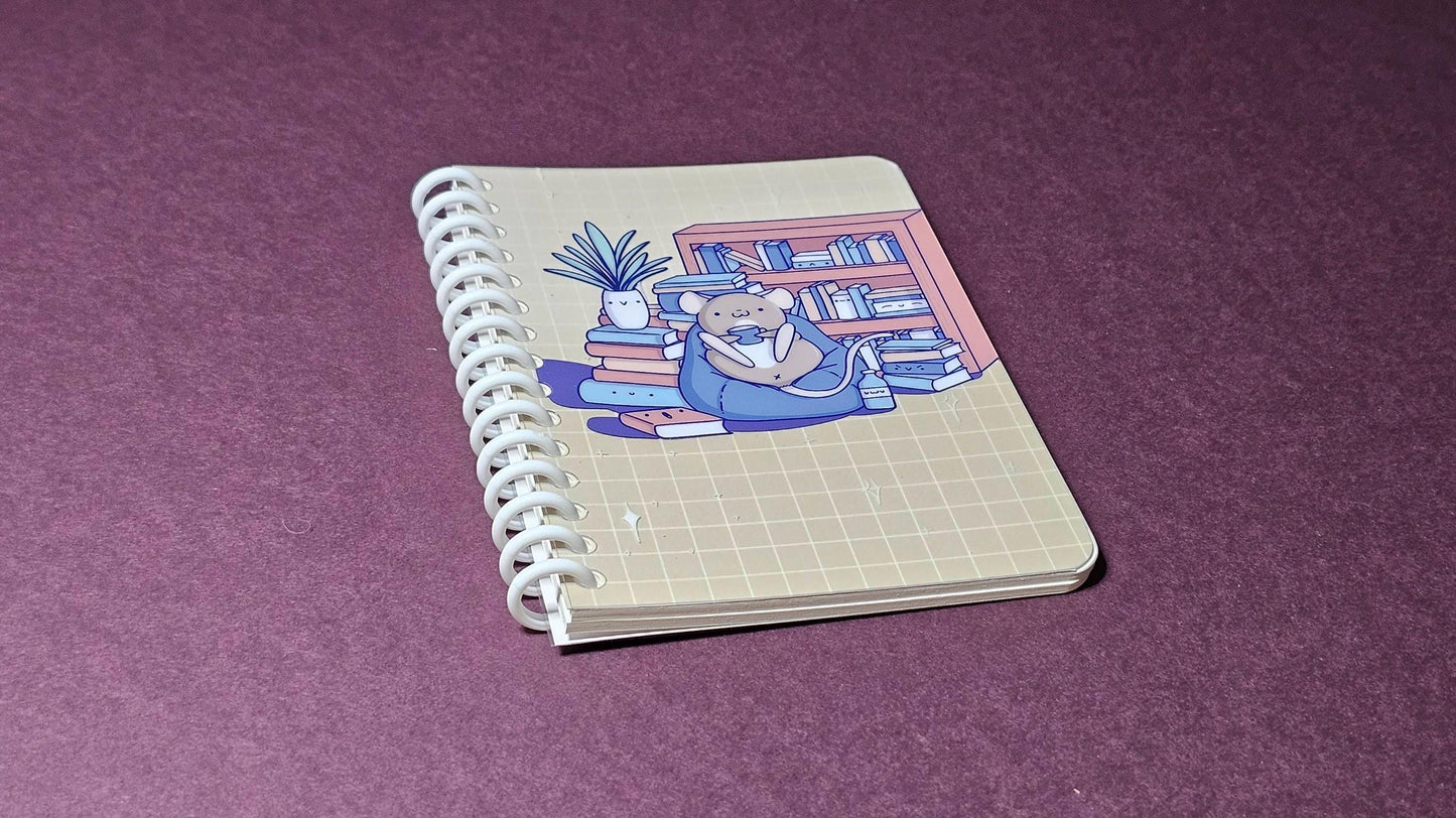 A6 Refillable Blank Notebook/Sketchbook, Cosy Rat Design