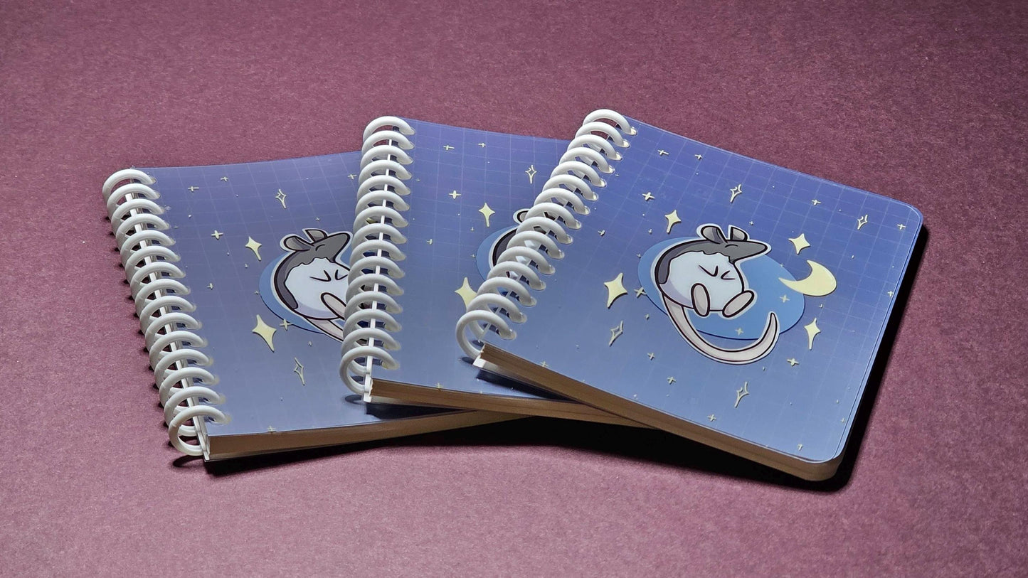 A6 Refillable Blank Notebook/Sketchbook, Starry Rat Design