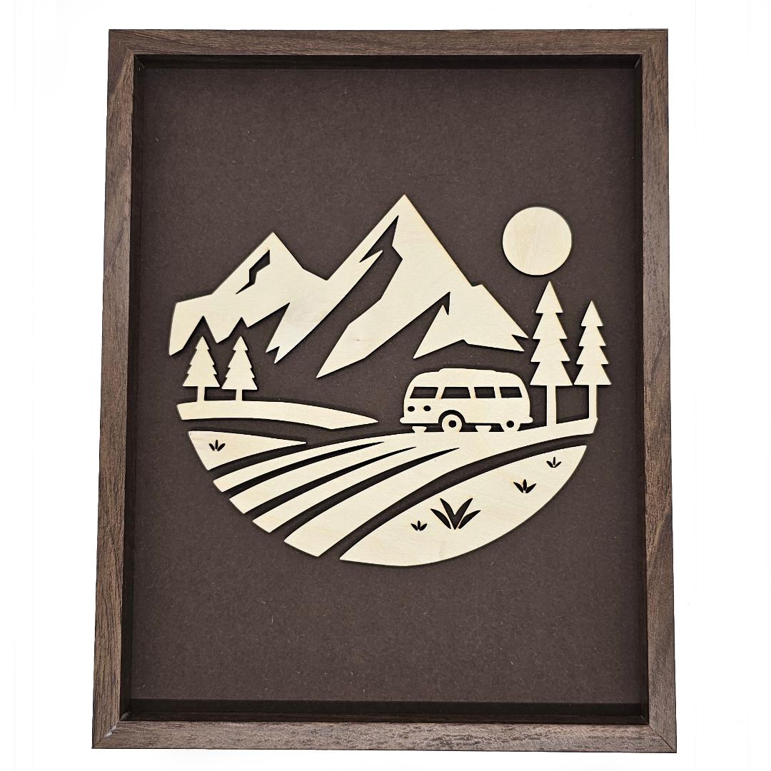 Laser Cut Camper Landscape In Frame