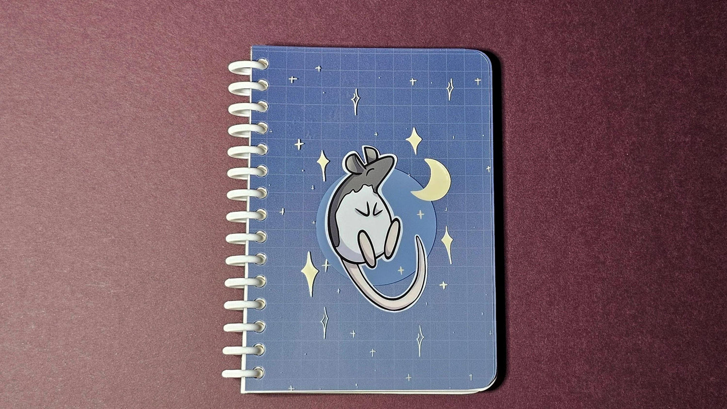 A6 Refillable Blank Notebook/Sketchbook, Starry Rat Design